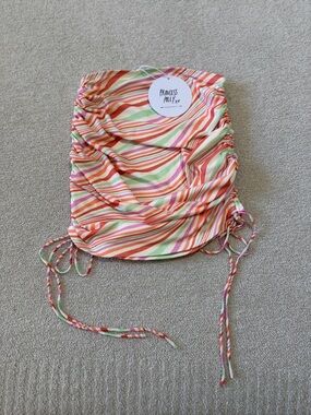 Princess Polly Multicolor Striped Drawstring Skirt Size 4 NWT